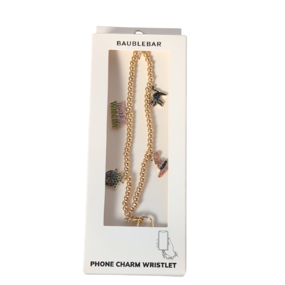 BaubleBar Halloween Themed Gold Tone Phone Charm Wristlet